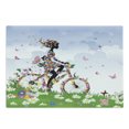thumbnail image 1 of Outdoor Cutting Board, Woman Riding Vintage Romantic Bike with Spring Time Flowers in Basket Nature Image, Decorative Tempered Glass Cutting and Serving Board, Large Size, Multicolor, by Ambesonne, 1 of 1