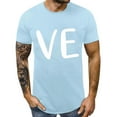 thumbnail image 5 of Blue Spring Shirts for Women 2024, Short Sleeve Tshirts Shirts for Women Graphic, Valentine's Day Blouses for Women Business Casual, Men And Women With Valentine's Day Love Printed Couple T Shirt Top, 5 of 7