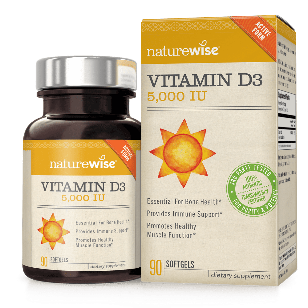 NatureWise Vitamin D3, 5000IU Softgels, 90 Ct