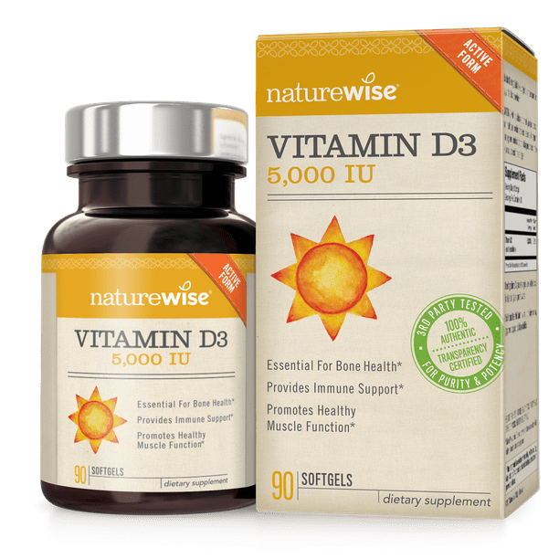 NatureWise Vitamin D3, 5000IU Softgels, 90 Ct - Walmart.com - Walmart.com