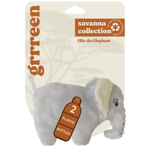 GRRREEN Dog Toys | Plush Toy Elephant Stuffed Animal for Dogs | Small Eco Friendly Toy