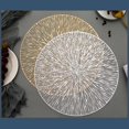 thumbnail image 3 of 1 Pcs Round Placemats Restaurant Hollow PVC Decoration Anti-Hot Meal Mat Dining Table Line Mat Steak Plate Pad Silver, 3 of 5