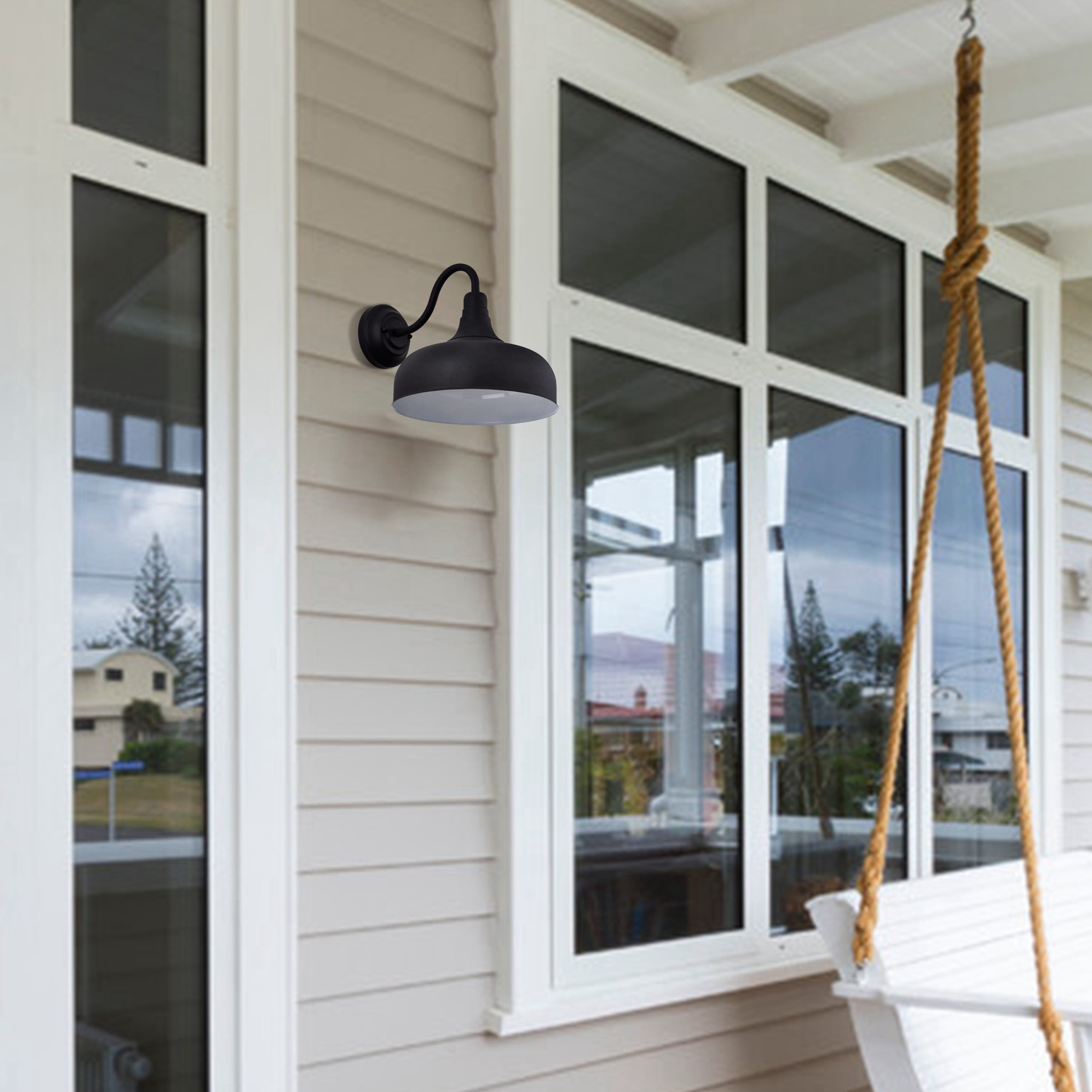 C Cattleya 12W LED 1-Light Outdoor Barn Light, Wall Sconce-Matte Black