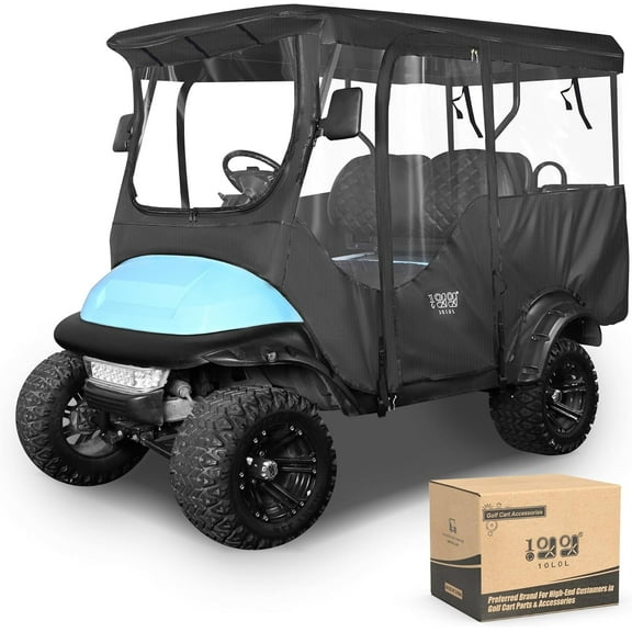 10L0L 4 Passenger Golf Cart Enclosure for Club Car Precedent Extended Roof 94.5",600D Waterproof Rain Cover, Black Golf Cart Accessories