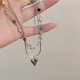 thumbnail image 4 of Double Layered Clavicle Chain Necklace Sweet Cool Heart Pendant Choker Neck Chains Layering Beaded Necklaces for Women, 4 of 4