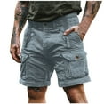 thumbnail image 2 of NaWent Cargo Shorts Men Clearance Solid Color Casual Fashion Multiple Pockets Cargo Pants Loose Five Cent Pants Light Blue M, 2 of 5