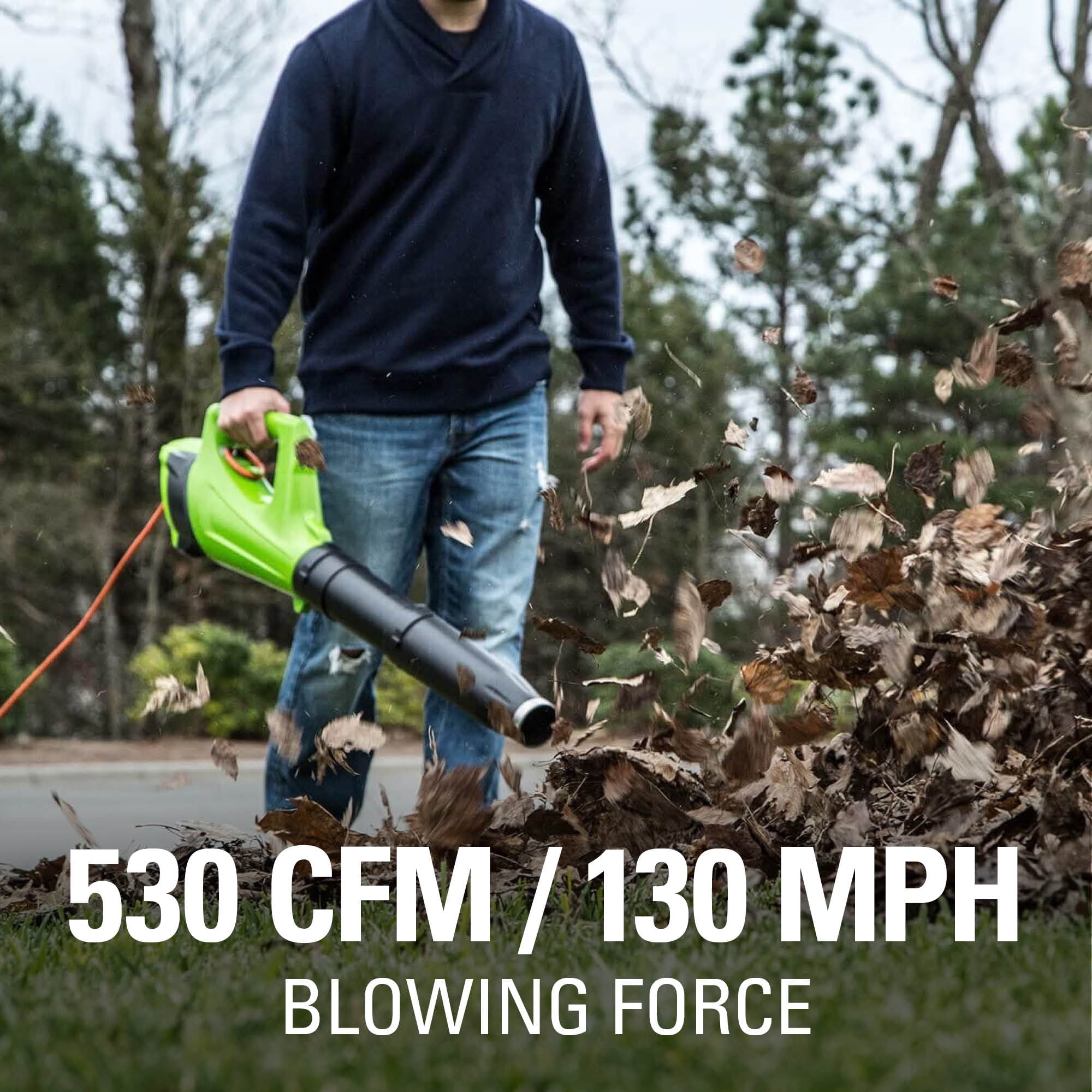 Greenworks 9 Amp 530 Cfm at 130 mph Corded Electric Axial Leaf Blower 2400902