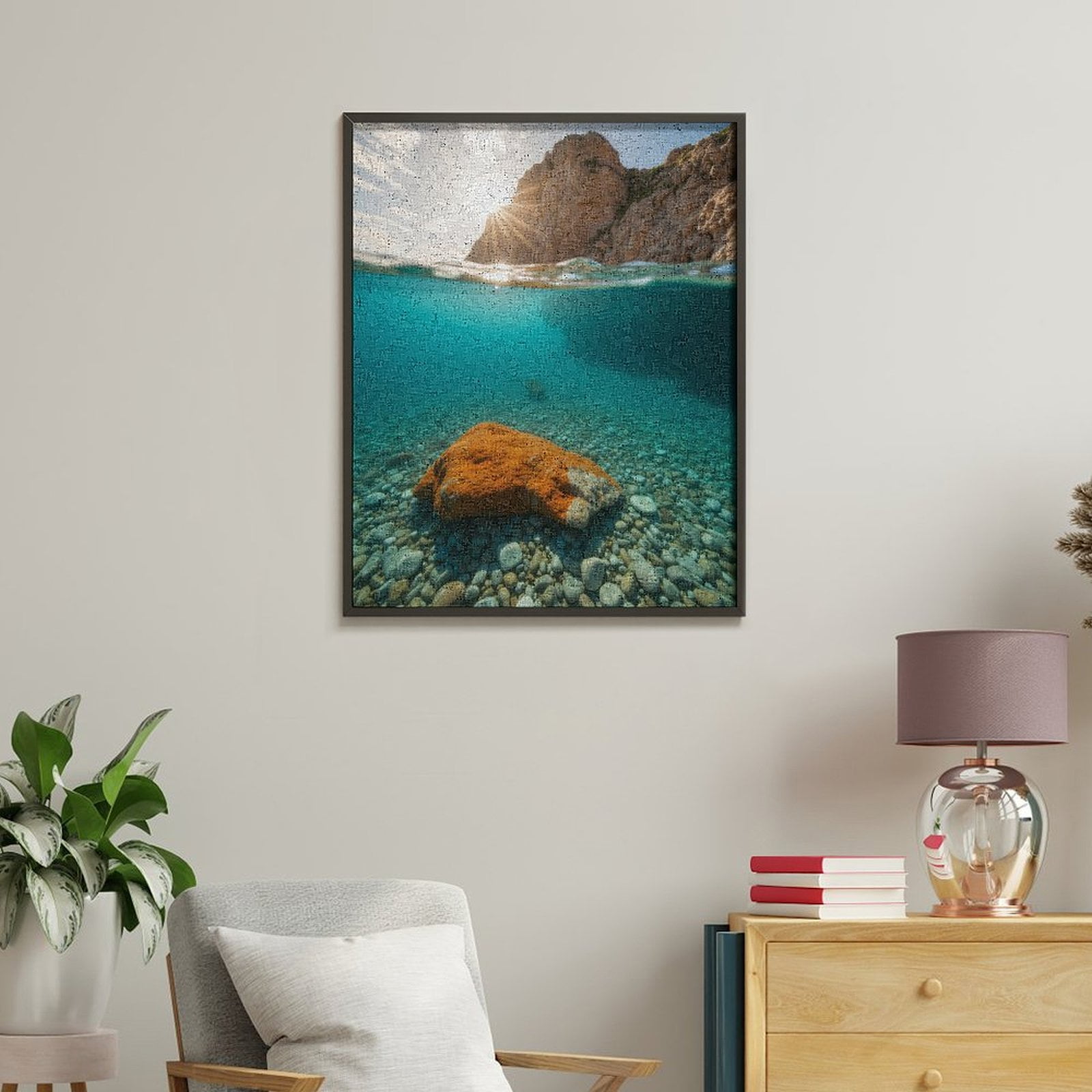 Paint by Numbers Kit for Adults, Sunlit Ocean Rock Serenity Scene Paint by Numbers, Easy Paint by Numbers Kit for Adults Beginner, DIY Adult Paint by Number Kits on Canvas, Home Decor