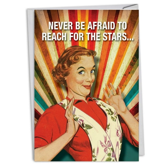 NobleWorks - C4872BDG Hilarious Birthday Card 'Reach For The Stars' with Envelope by NobleWorks