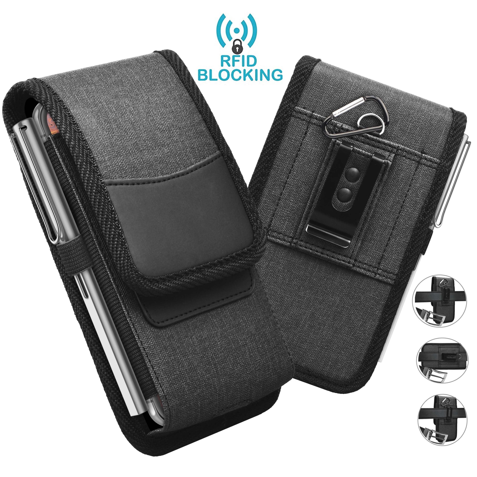 Njjex Cell Phone Holster Pouch With Belt Clip Loop Wallet Case for iPhone 16e 16 15 14 13 11 12 13 SE 2020 Samsung LG Motorola T-Mobile up to 6.9"
