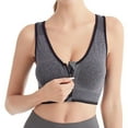 thumbnail image 4 of Bras for Women Front Zip Sports Bra High Workout Yoga Running Top Breathable Supportive Seamless Comfort Fitness Activewear Sports Bras for Women,Gray,5XL, 4 of 5