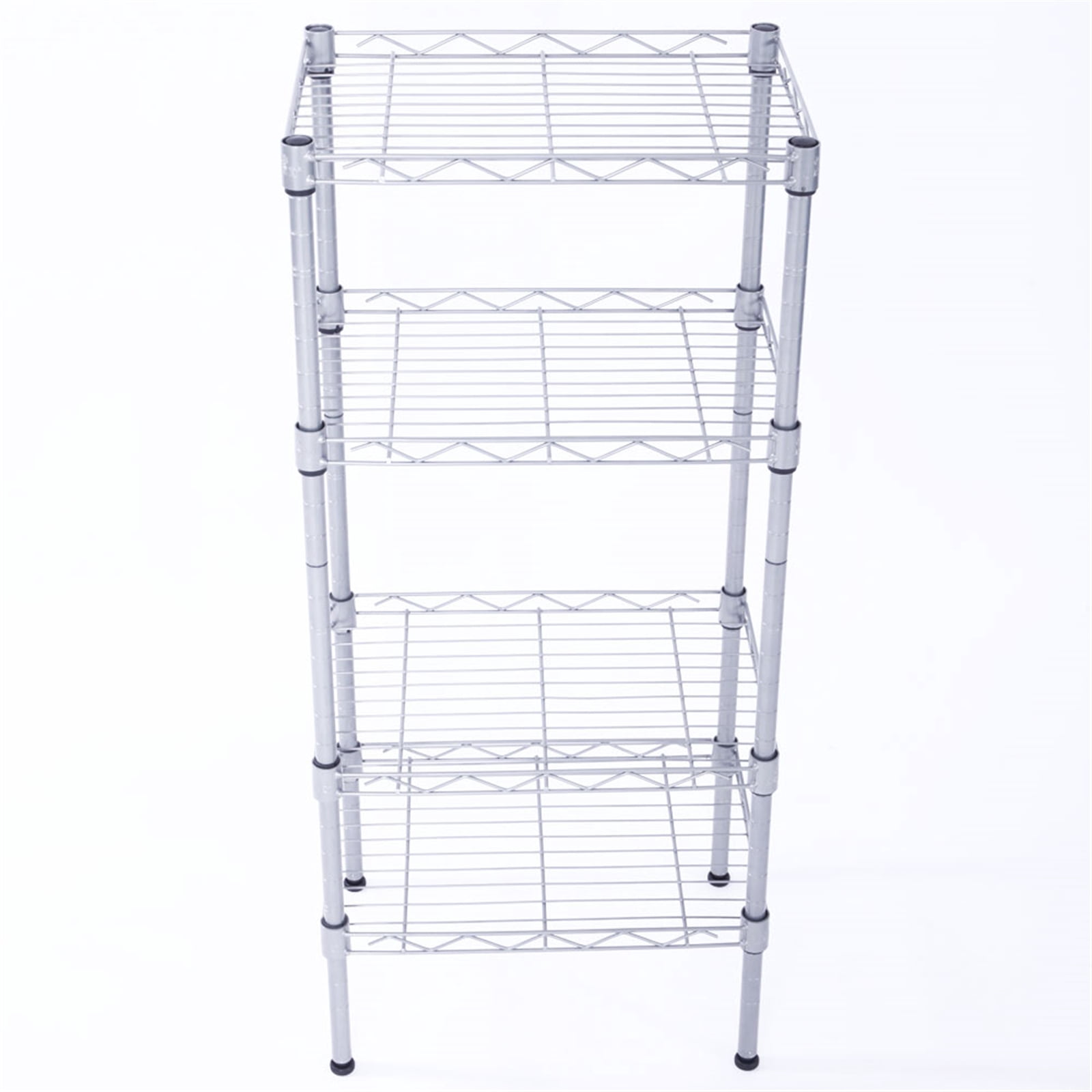 XM-207S Rectangle Carbon Steel Metal Assembly 4-Shelf Storage Rack Silver Gray