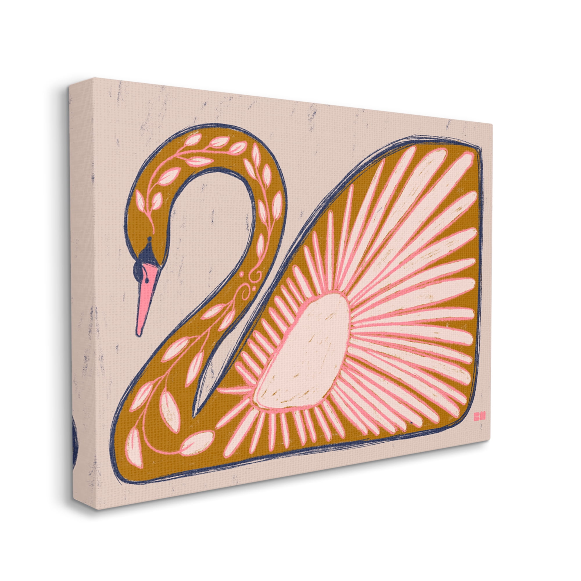 Stupell Industries Boho Patterned Swan Animals & Insects Painting Gallery Wrapped Canvas Art Print Wall Art, 48 x 36