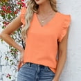 thumbnail image 4 of Ashirexll Ladies Tops and Blouses, Short Sleeve Tops for Women, Fashion Casual Women's Solid Short Sleeve V-neck Fold T-shrit Top Blouse, 4 of 6