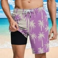 thumbnail image 2 of LIBRCLO Mens Swim Trunks with Liner 2 in 1 Quick Dry Bathing Suits Hawaiian Coconut Tree Print Lightweight Breathable Board Shorts Summer Beach Shorts Purple XXL, 2 of 6