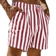 thumbnail image 5 of Mens Mid Waist Stripe Shorts Formal Casual Breathable Summer Bottoms Lightweight Holiday Beach Shorts with Pockets Red M, 5 of 6