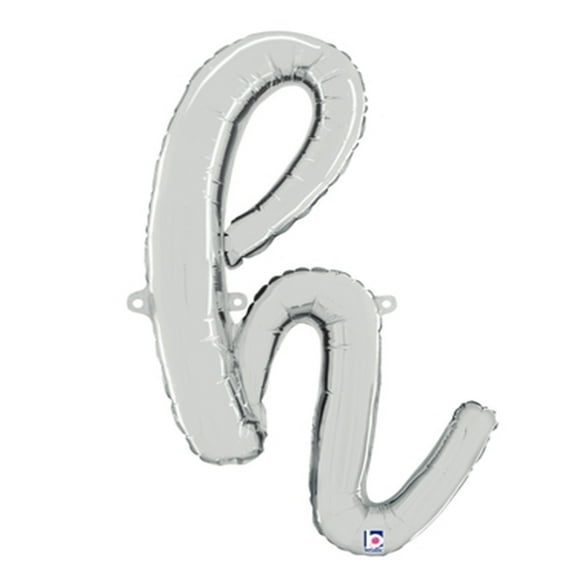 24 inch Script Letter H Silver (Air-Fill Only) Betallic Foil Mylar Balloon - Party Supplies Decorations