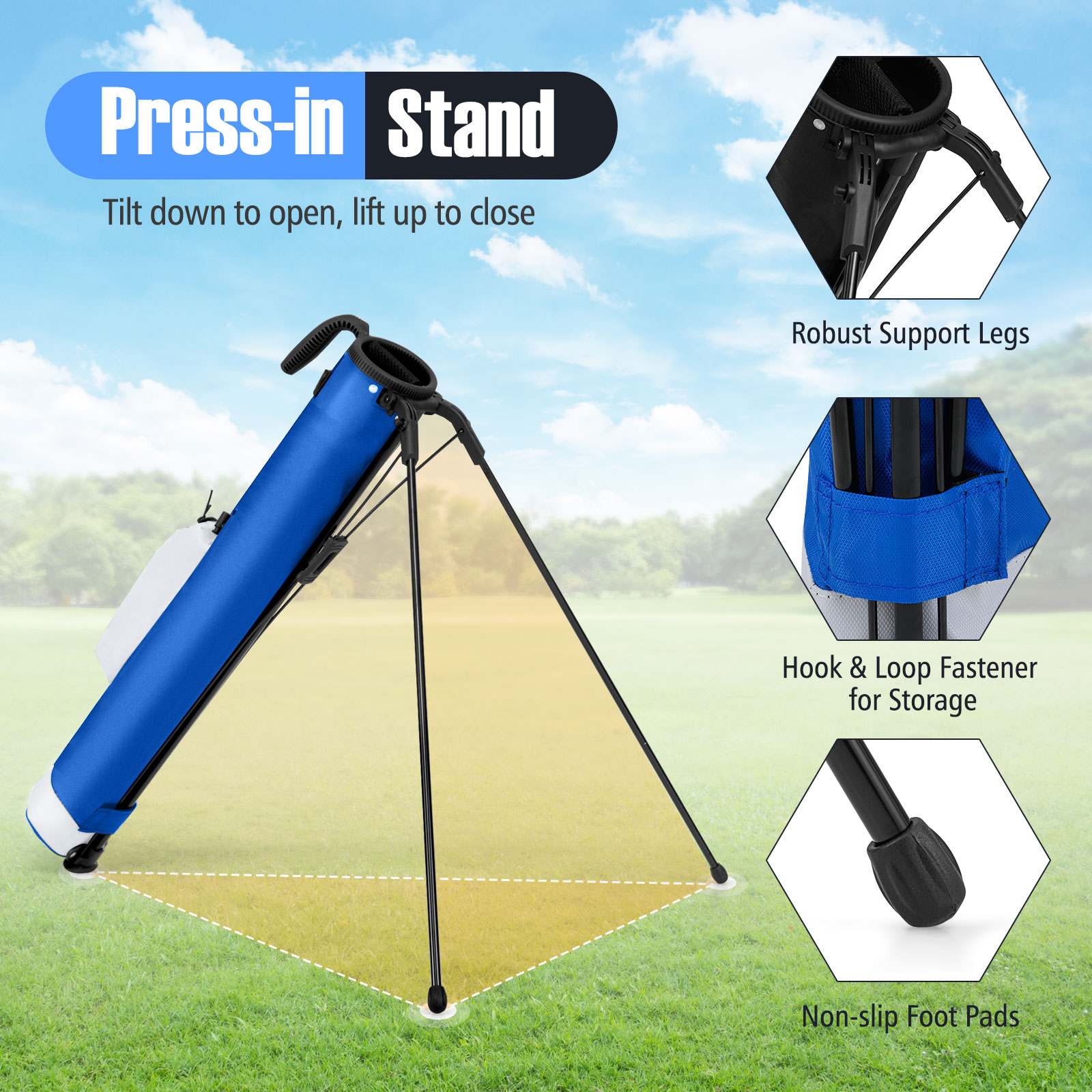 Gymax Lightweight Golf Stand Bag Par 3 & Executive Courses Carry Bag Shoulder Strap White