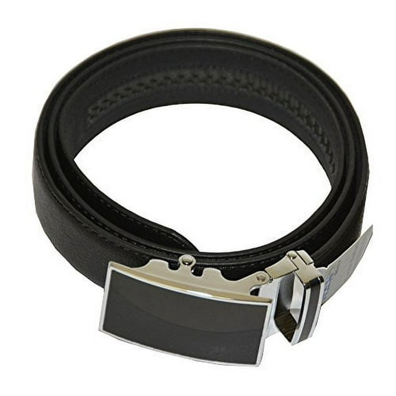 NAN Mens Imitation Leather Slide Buckle Ratchet Belt 44, Black