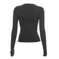 thumbnail image 5 of Yindaity Womens Long Sleeve Shirts Basic Spring Crop Tops Fall Fashion Layering Slim Fitted Tops Dark Gray,M, 5 of 5