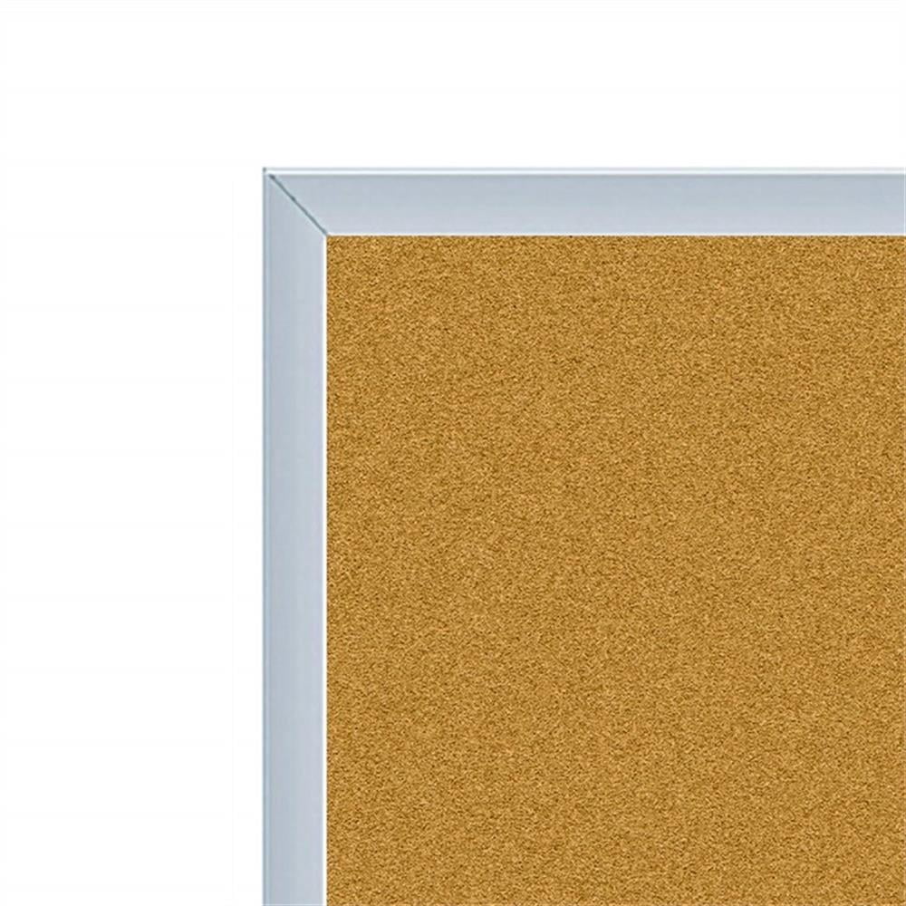 Pemberly Row 24.0" x 36.0" Silver Aluminum Frame Natural Cork Bulletin Board