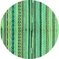 thumbnail image 1 of Ahgly Company Indoor Round Abstract Turquoise Blue Modern Area Rugs, 5' Round, 1 of 4