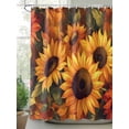 thumbnail image 2 of Sunflower Extra Long Shower Curtain Set, Waterproof Shower Curtains for Bathroom, Spring Summer Floral Watercolor Botanical Washable Fabric Cloth Bath Curtain for Bathtub with Hooks 72x96 Inches, 2 of 6
