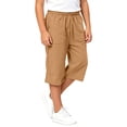 thumbnail image 3 of YMNXA Kids Boys Girls Capri Pants Drawstring Elastic Waist Solid Color Lightweight Loose Fit Stretchy Trousers For Casual Daily Wear,Khaki,7-8 Years, 3 of 7