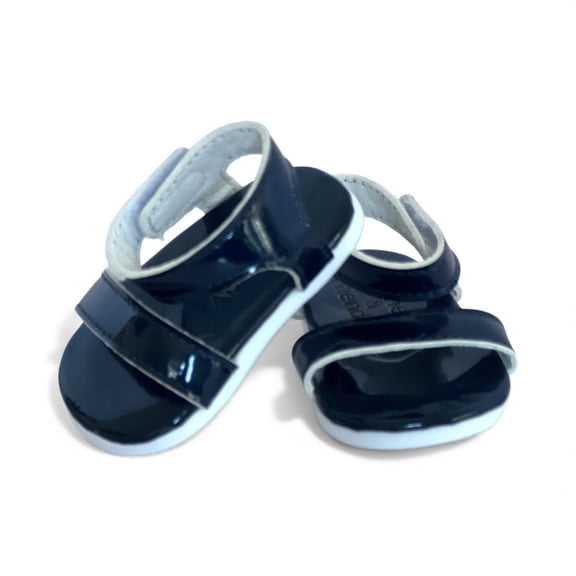 18 Inch Doll Sandals – Navy Blue Patent Shoes