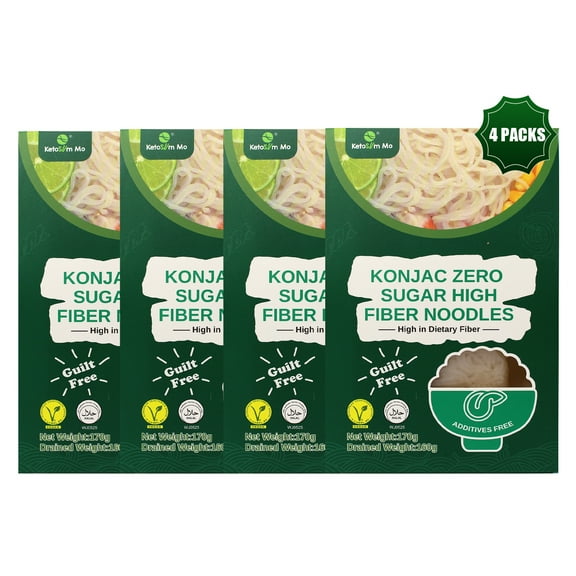 Ketoslim Mo Shirataki Konjac (Konnyaku) Noodles 4 Pack – Keto, Vegan, Paleo, Low Carb, High Fiber & Gluten-Free Noodle Alternative, Zero Sugar