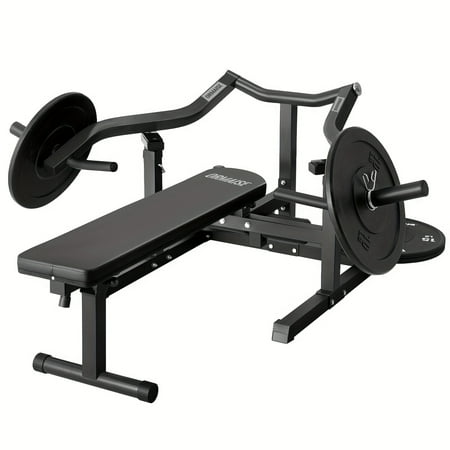 4-in-1 Compact Chest Press Machine - 1250LBS Capacity with Independent Converging Arms, Adjustable Flat/Incline Bench & 11-Position Arms, AB/Shoulder Workout for Home Gym (Red/Black)