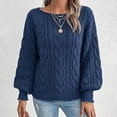 thumbnail image 2 of Women's Oversized Cable Knit Sweaters Boat Neck Long Sleeve Sweater Top Soft Stretch Knitted Pullover Tops Fall Winter Fashion Tops Navy, 2 of 8