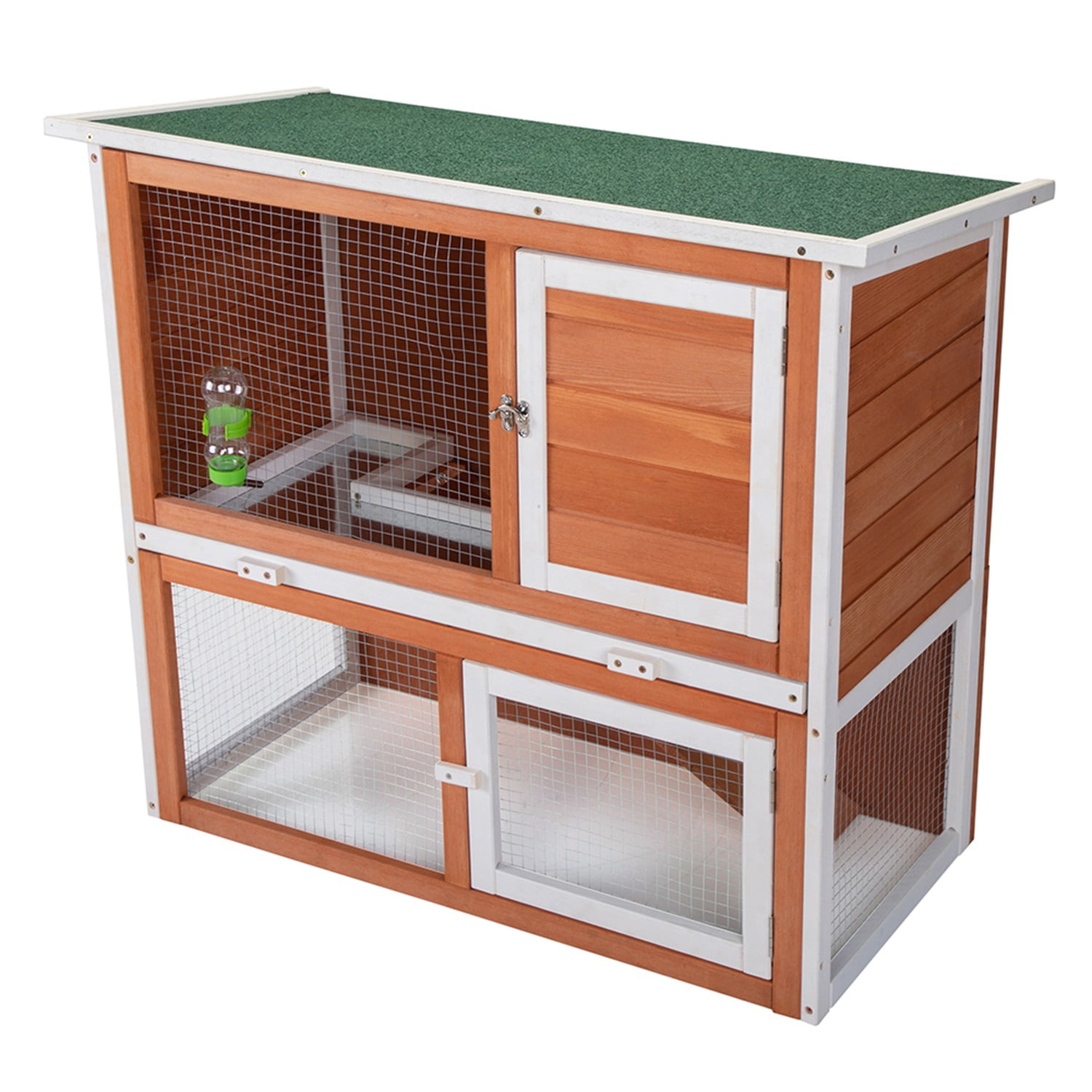 Pefilos Rabbit Cage with Sloped Roof 2-Tier Rabbit Hutch Poultry Cage Pet Hutch, Orange Pefilos Rabbit Cage with Sloped Roof 2-Tier Rabbit Hutch Poultry Cage Pet Hutch, Orange