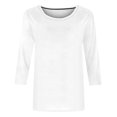 thumbnail image 4 of Fanxing 3/4 Length Sleeve Women Tops Baseball T-Shirts Summer Casual 3/4 Sleeve Tops Loose Fit Pullover Tunics Solid Crewneck Blouse White,XXXXXL, 4 of 6