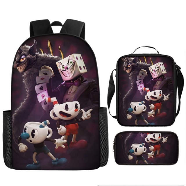 Cuphead Backpack Cuphead Student School Bag Cartoon Backpack Lunch Bag Shoulder Bag Pencil Bag