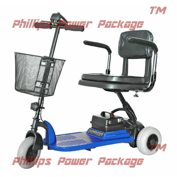 Shoprider - Echo 3 - Portable Travel Scooter - 3-Wheel - Blue - PHILLIPS POWER PACKAGE TM - $500 VALUE