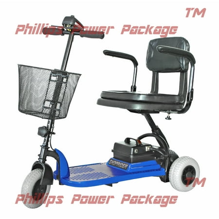 Shoprider - Echo 3 - Portable Travel Scooter - 3-Wheel - Blue - PHILLIPS POWER PACKAGE TM - $500 VALUE
