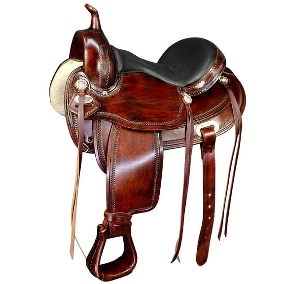 16 In HILASON Western Horse Saddle American Leather Flex Tree Trail & Pleasure Dark Brown