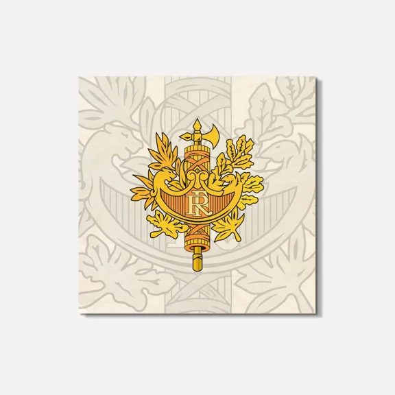 France Coat Of Arms Simple 4'' X 4'' Square Wooden Coaster