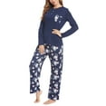 thumbnail image 3 of Xmarks Women's Pajamas Set Long Sleeve Sleepwear Top with Floral Printed Pants 2 Pieces Cozy Loungewear Pj Set, S-2XL, 3 of 6