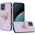 thumbnail image 3 of For Motorola Moto G 5G 2024 SPLENDID Diamond Glitter Ornaments Engraving Case Cover - Garden Butterflies Purple, 3 of 3