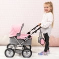 thumbnail image 6 of Bayer: Trendy Baby Doll Pram with Adjustable Handle, Foldable Pink/Grey Stroller for Dolls, 6 of 8