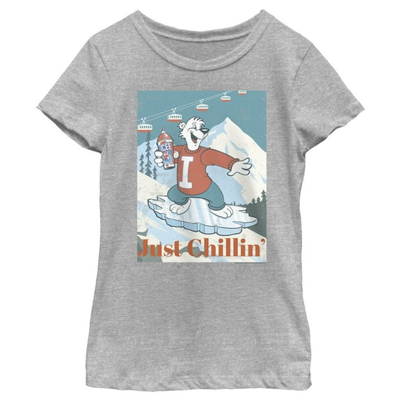 Girl's ICEE Bear Just Chillin' while Iceboarding Graphic Tee Athletic Heather Medium