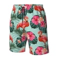 thumbnail image 4 of Logiee Palm Leaves Flamingo Print Mens Swim Trunks Quick Dry Board Shorts,Breathable Hawaii Beach Shorts Swimwear Bathing Suits-Large, 4 of 6