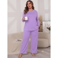 thumbnail image 4 of Cueply Women's Plus Size Pajama Set Long Sleeve Pjs Long Pants Sleepwear Two Piece Loungewear with Pockets, 4 of 7