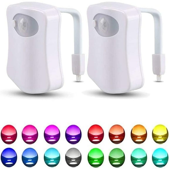 Ihvewuo 2 Pack 16 Color Changing Toilet Night Light Motion Sensor LED Multi-Color Toilet Night Light