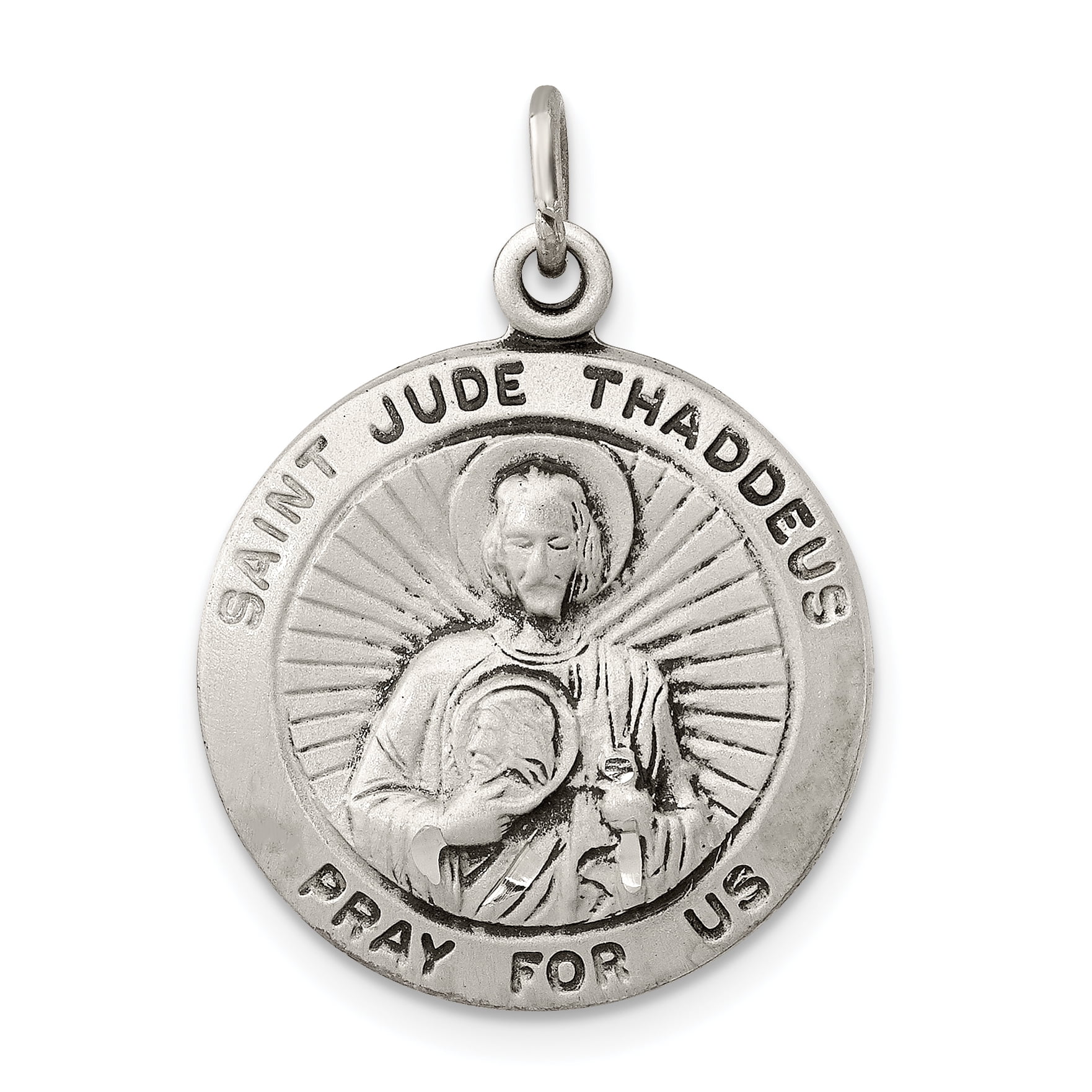 925 Sterling Silver Saint Jude Thaddeus Medal Pendant Charm Necklace