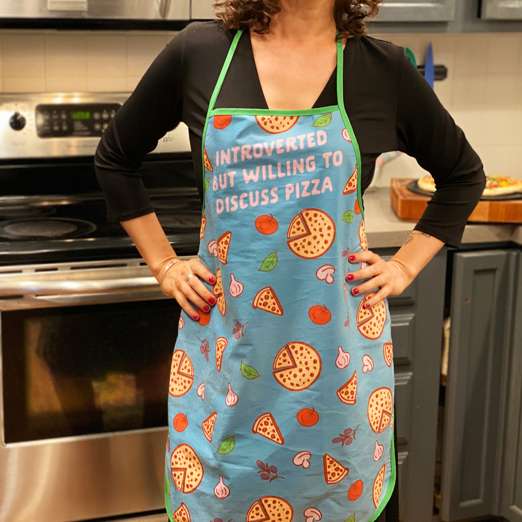 Introverted But Willing To Discuss Pizza Funny Baking Cooking Graphic Kitchen Accessories - image 2 of 8