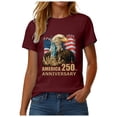 thumbnail image 5 of felwors Womens Patriotic Shirt 250 Anniversary USA Shirt 2026 America Top Crew Neck (Wine, XXL), 5 of 8