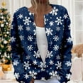 thumbnail image 2 of Tiweut Cardigans for Womens Christmas Snowflake Graphic Fall Winter Button Down Front Open Sweater Outwear Regular Blouses Blue,2XL, 2 of 5